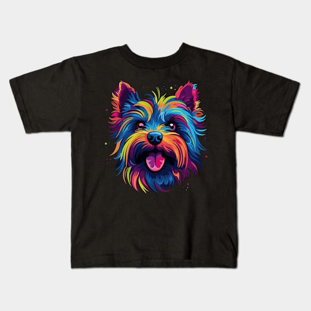 Yorkshire Terrier Smiling Kids T-Shirt by JH Mart